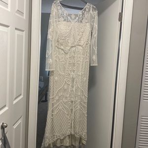 Long sleeve sparkly wedding dress